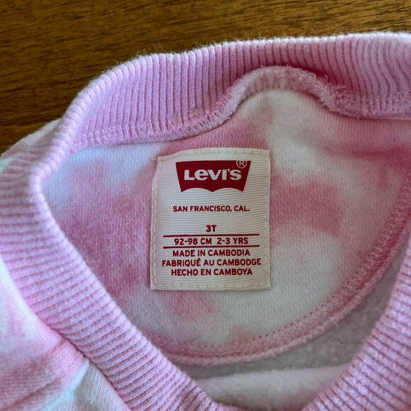 Levi's pink tie-dye crew sweatshirt 3T - Picture 3 of 10